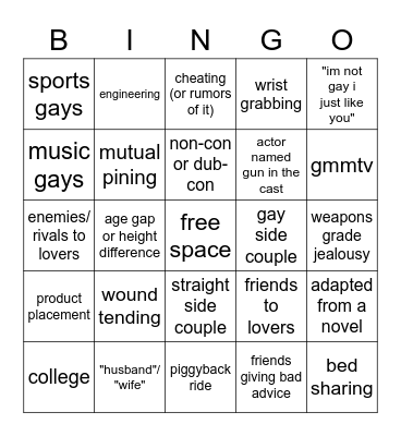 Thai BL Drama Bingo Card