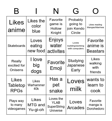 Spero's Bingo Card