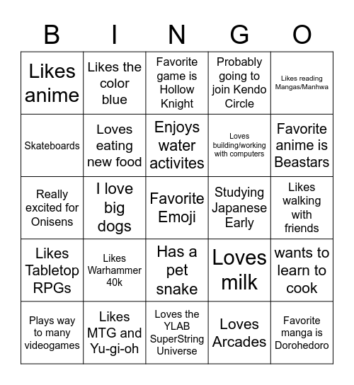 Spero's Bingo Card