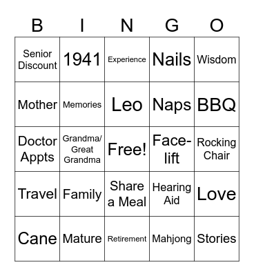 Happy 80th Birthday Bingo Card