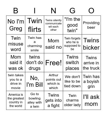Twin Bingo! Bingo Card