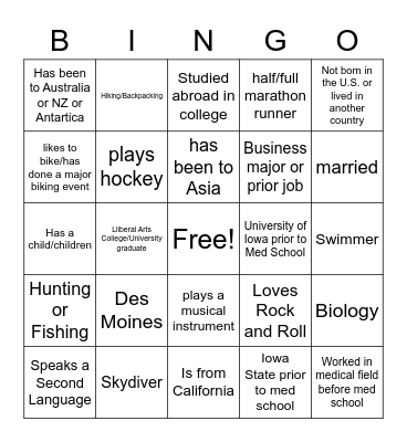 McCowen Bingo Card
