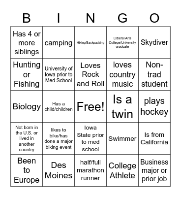 McCowen Bingo Card