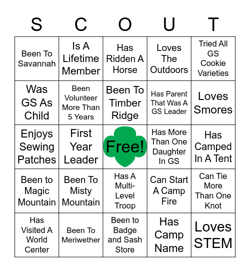 Girl Scout Bingo Card