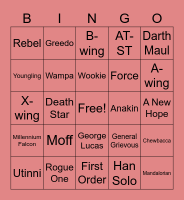 PSA Offsite 2021 Day 1 - Star Wars Bingo Card