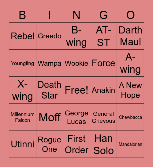 PSA Offsite 2021 Day 1 - Star Wars Bingo Card