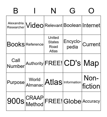 Library Bingo Card