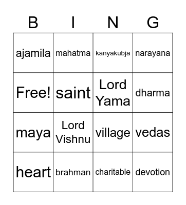 Ajamila Bingo Card