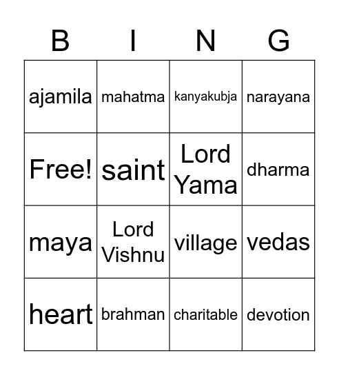 Ajamila Bingo Card