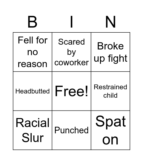 Work Times Bingo Card