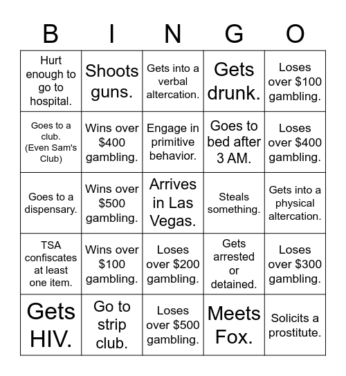 Las Vegas Bingo Card