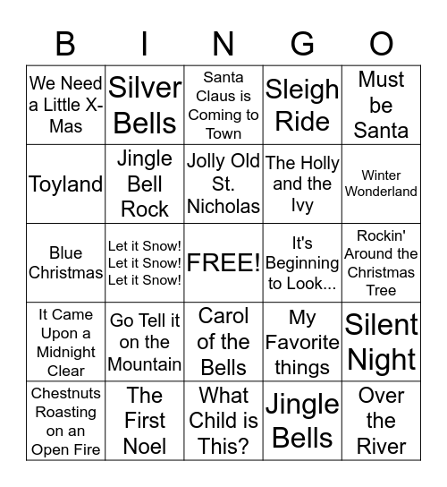 HOLIDAY SONG BINGO Card