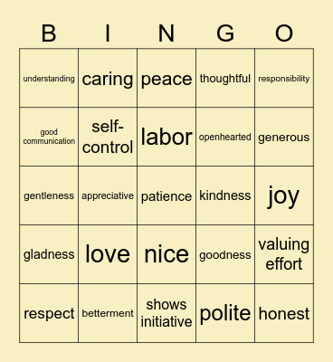 GRADE 8 BINGO Card