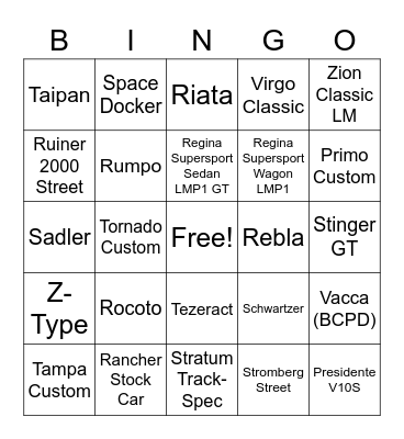 Bingo Example Bingo Card
