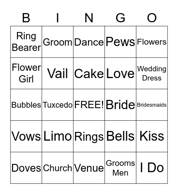 Bridal Shower Bingo Card