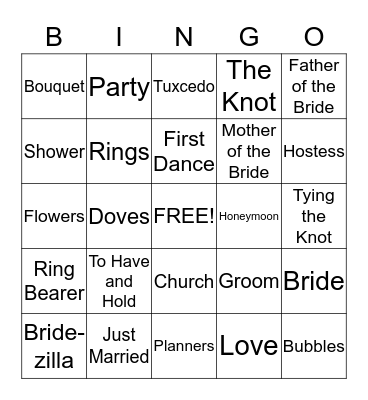 Bridal Shower Bingo Card