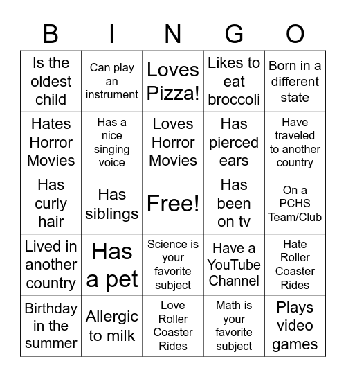 First Day of School Bingo Card