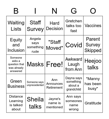 VMS Bingo Card