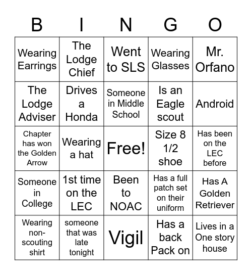 Human Bingo Card