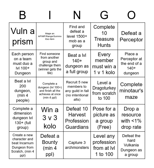 Fall Bingo Challenge Bingo Card