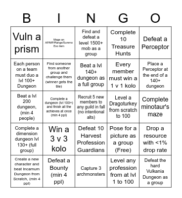 Fall Bingo Challenge Bingo Card