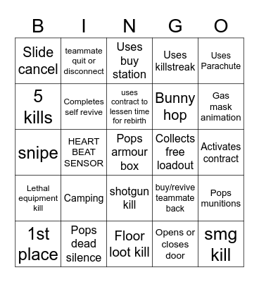 rebirth Bingo Card