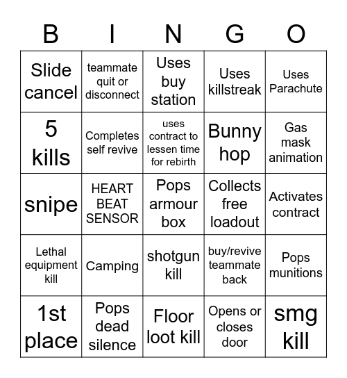 rebirth Bingo Card