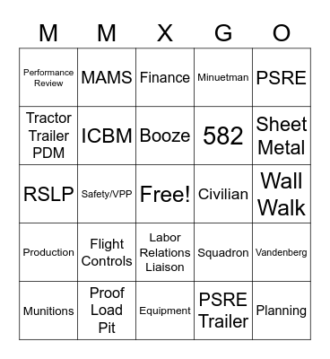 Morale Committee Bingo Card