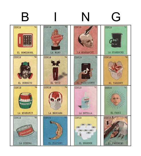 Pandemic Loteria Bingo Card