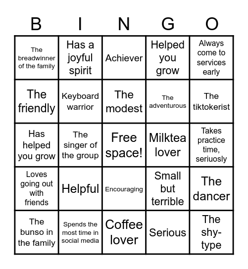 Human Bingo: Worship Team Edition Bingo Card