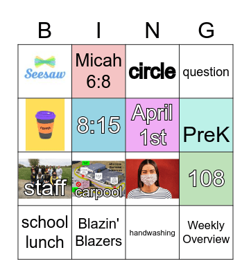 New Danville Back-to-School BINGO Card