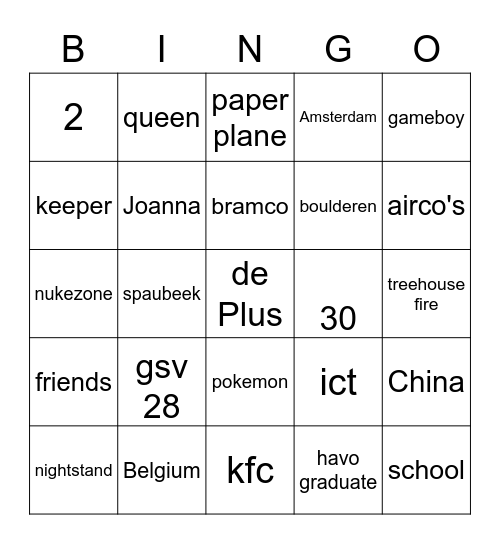 Remco Bingo Card