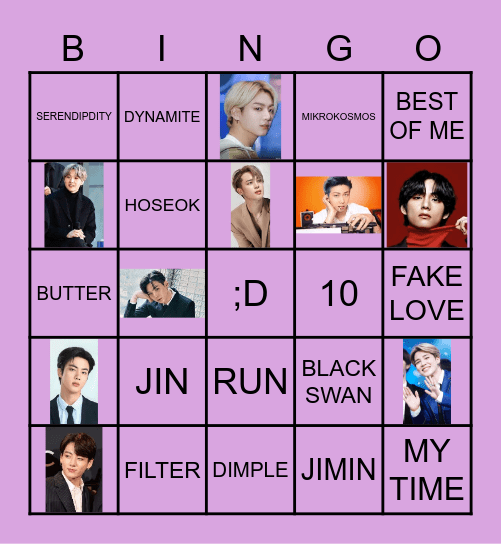 BINGO * EXCLUSIVE BTS EDITION * Bingo Card