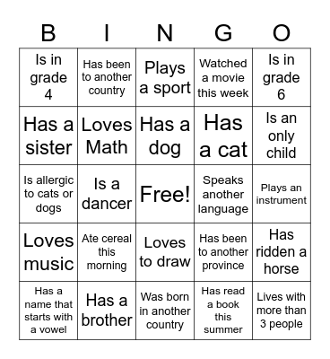 Ice Breaker Bingo Card