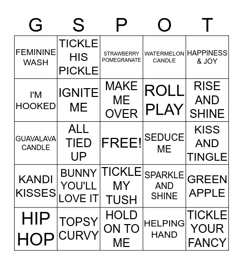 Bedroom Kandi by Jericka Bingo Card