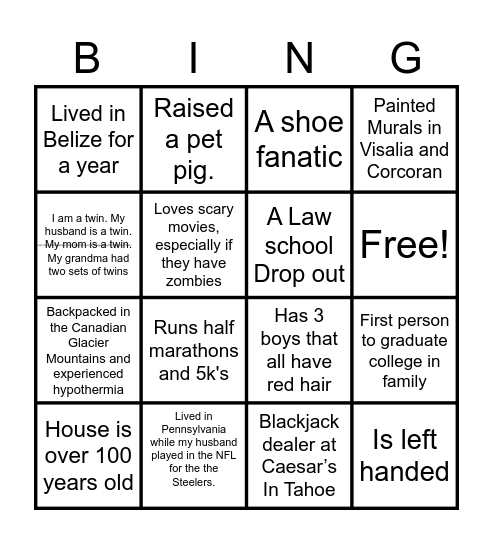 Linwood Bingo Card