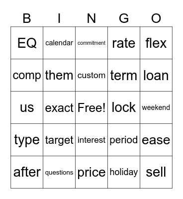 Customize a Loan Bingo Card