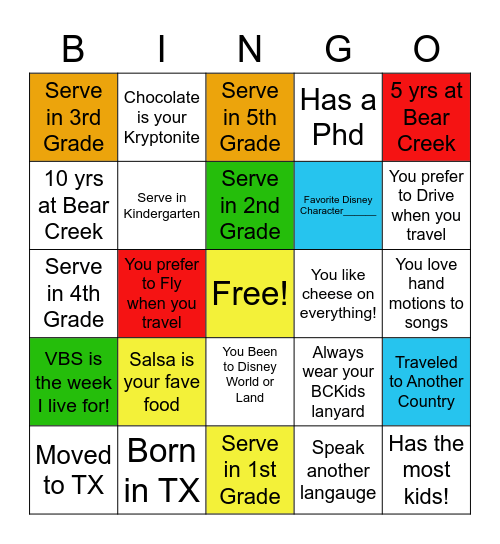 Taco Training Bingo Card