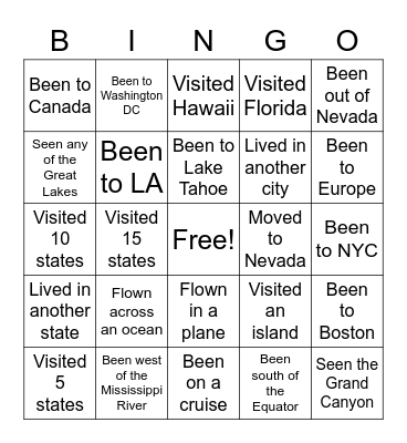 Geography Bingo Card