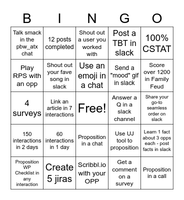 Wix-lympics Risk BINGO Card