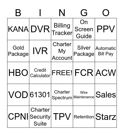 Charter Bingo Card