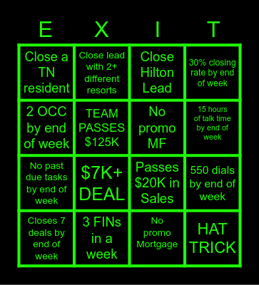 PMG SALES BINGO Card