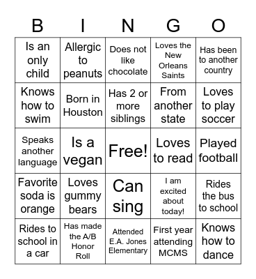 Get to Know You Bingo - Literacy Class Bingo Card
