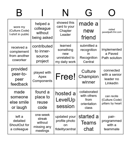 {Culture.Code} Bingo! Bingo Card