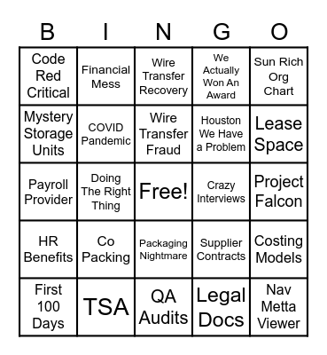 I DIDN'T HAVE THAT ON MY BINGO CARD Bingo Card