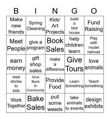 Volunteer Fair Bingo Card