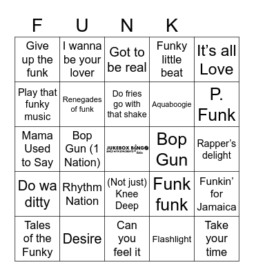 Jukebox Bingo 112221 Funk Bingo Card