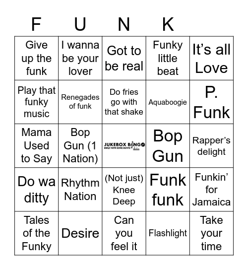 Jukebox Bingo 112221 Funk Bingo Card