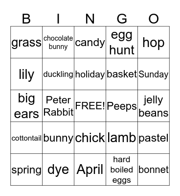 Easter Bingo Card