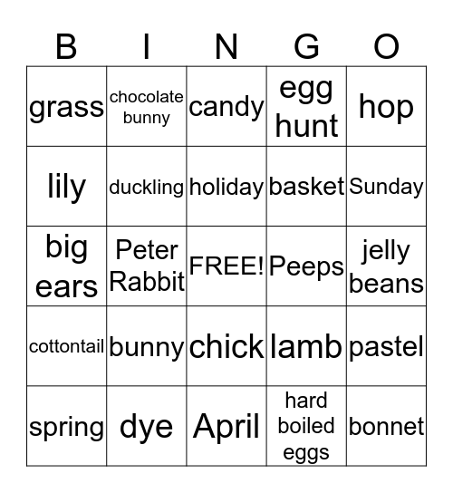 Easter Bingo Card